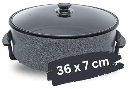 Partypfanne – elektrische Multipfanne mit Antihaftbeschichtung und Thermostat | 7 versch. größen - optimal für Kochen, Braten, Dünsten, Auftauen und Warmhalten (36 x 7cm)