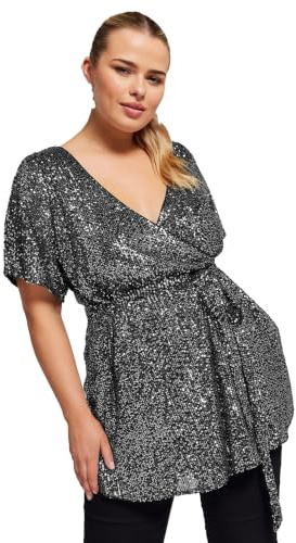 Yours London Curve Sequin Wrap Top - Women's - Plus Size Curve