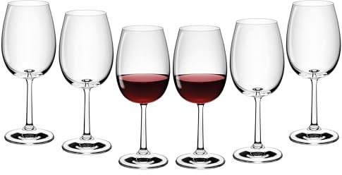 Gerlach 1760 Weingläser Rotweingläser Gläser Set 6 Stück 390 ml Rotweinkelche Kristallglas Wein Glas Spülmaschinenfest Flow