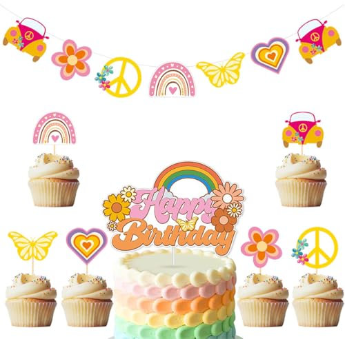 YUZNA 14 Stück Tortendeko Cake Toppers Kuchen Deko Kinder Frauen Geburtstag Deko Cupcake Toppers Wrappers Thema Party Dekoration