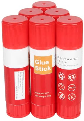 Supoion 6 pegamentos para impresora 3D, barras de pegamento sólido para plataforma de cama caliente, placa de vidrio, fácil de quitar piezas de impresora 3D