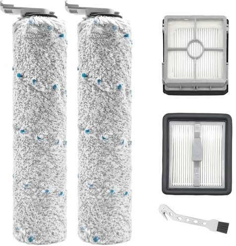DianSung Brosse à rouleau + filtre pour Bissell CrossWave X7 Plus Cordless Pet, X7 Pro Pet 2955N,3479N aspirateur sec et humide pièces de rechange, d'accessoires 2 rouleaux de brosse + 2 filtres