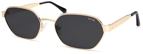 SOJOS Trendy Polarisierte Hexagonal Sonnenbrille Damen Herren Retro Metall Quadratisch Vintage Sonnerbrillen mit UV400 Schutz SJ1238