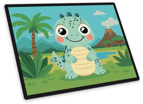 itenga Schreibtischunterlage mit Motiv - Tiermotive Kawaii Design - abwischbar rutschfest glatt 40x53cm Schreibunterlage Bastelunterlage für Kinder Mädchen und Jungen (Dino)