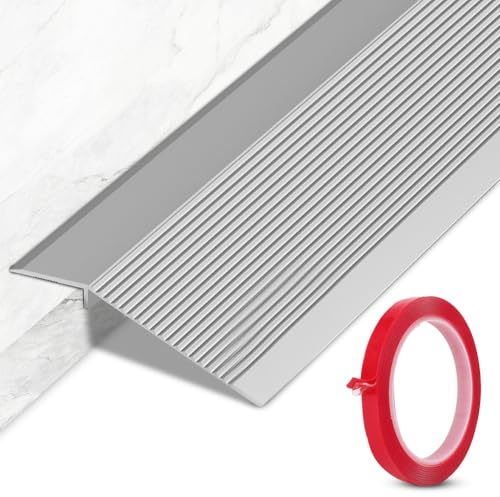 Yuragim Übergangsprofil Höhenausgleich, 0.9m*43cm Aluminium Türschwellen Leiste Übergangsleiste mit Höhenausgleich 5-12mm, Alu Anpassungsprofil Übergangsschiene für Schwellen, Boden, Laminat, Rampen