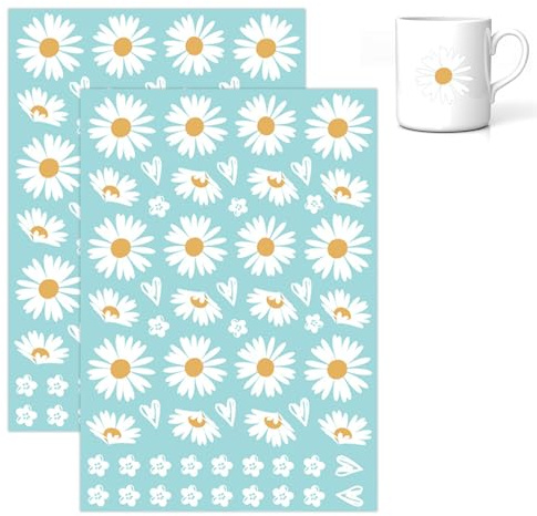 2 Stück Fahrrad Aufkleber Rahmen, Sticker Blumen, Autoaufkleber Blumen Wasserfest, Gänseblümchen Aufkleber, Prilblumen Aufkleber für Mülltonnen, Wanddekoration, Kühlschrank, Auto, Fahrradaufkleber