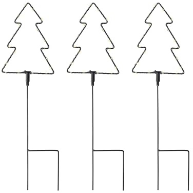 Lumineo LED Gartenstecker Weihnachtsbäume 48cm Metall 3er Set - Indoor & Outdoor - Gartenbeleuchtung Weihnachten - Weihnachtsbeleuchtung für Garten & Balkon - Gartendeko Weihnachtsdeko Beleuchtung