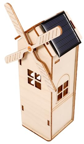 Gogogmee Unfertiges Solar Holz windmühlen bastelset zum Bemalen Zuverlässiges Wissenschaftsexperiment für Kleines DIY hausmodell Lernspielzeug und Dekoration