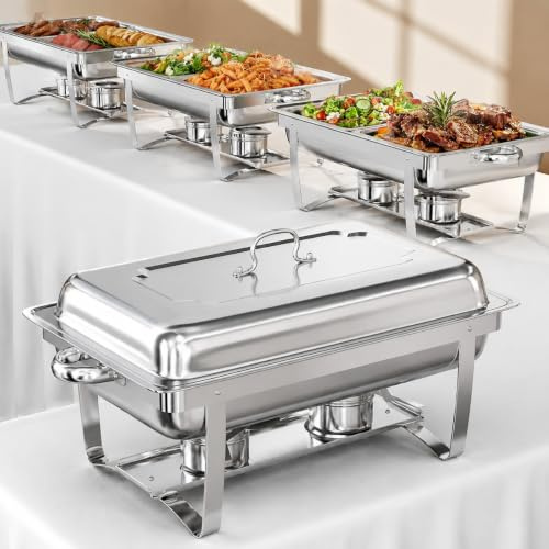 TLGREEN 9L Buffet Scaldavivande, 2 Contenitori GN 1/2, Chafing Dish Buffet in Acciaio Inox, Piastra Scaldavivande per Catering, Matrimoni, cene, Buffet, Feste di Natale e Scuole.