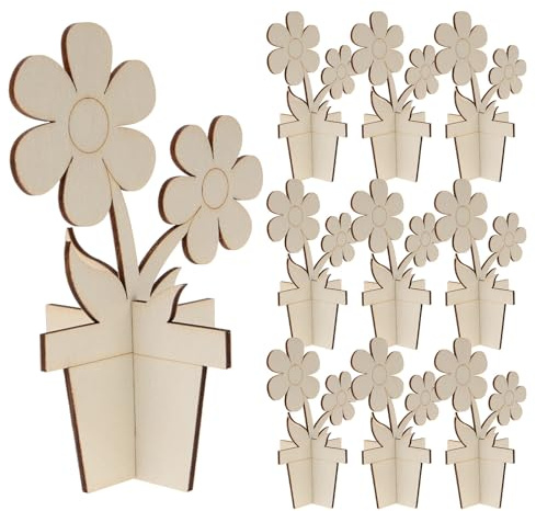 jojofuny 10pcs Blank Wooden Flower Crafts Flower Shape for Crafts Unique Classic Style Beige Decorative Plant Pots Develop Hands-on Ability and Imagination for New Year and Spring
