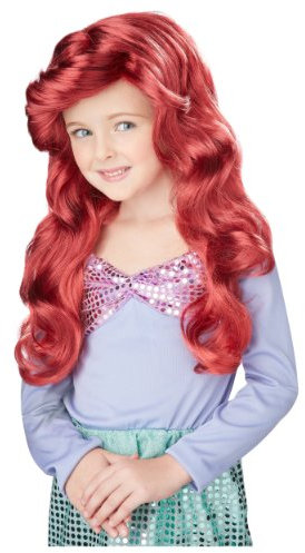 Wellige Meerjungfrau-Perücke für Kinder rot