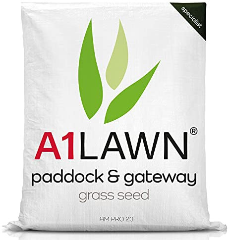 A1 Lawn - Paddock & Gateway Grass Seed, 5kg (1000m2) – UK Fast Growing, Hard Wearing & Animal Friendly – Ideal for Horse Grazing, Repair, New Grass, Over Seeding & Thickening. DEFRA Approved (AMPRO23)