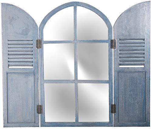 Reflect 2ft 9in x 1ft 6in Arched Glass Garden Mirror with Wooden Shutters
