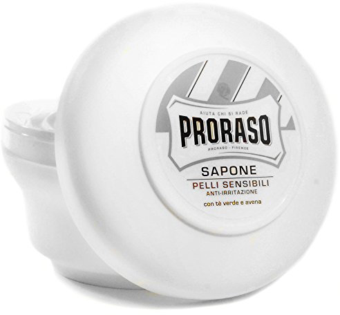 3x PRORASO Rasierseife Tiegel 150ml grüner Tee Sensible Haut beruhigend Weiß
