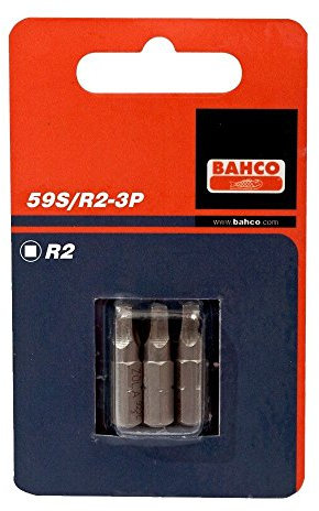 Bahco 59S/R2-3P R2 Bits for Robertson Head Screws, Multi-Colour, 25 mm, Set of 3 Pieces