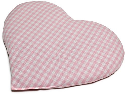 GIRAFFENLAND Johanniskernkissen Herz ca. 30x25cm - Bio Stoff rosa-weiß - Wärmekissen - Körnerkissen - Ein charmantes Geschenk