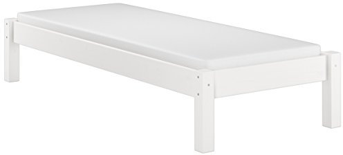 Erst-Holz®Weißes Futonbett ohne Kopfteil Kiefer massiv 90x200 mit Matratze und Rollrost 60.35-09WM