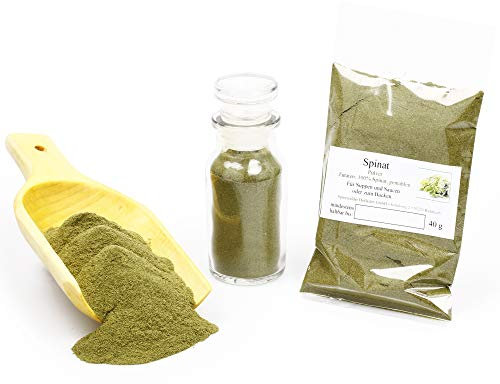 Spinatpulver, natürliche Lebensmittelfarbe grün zum Kochen & Färben, Superfood Smoothie Pulver, Smoothie vegan, Backzutaten laktosefrei, 40g