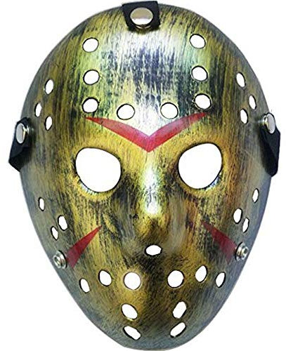 Boolavard Horror Mask Halloween-Kostüm Hockeymaske Party Cosplay Requisiten Maske (Gold)