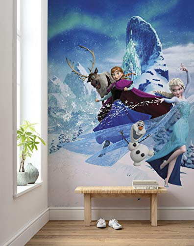 Komar Disney Vlies Fototapete |Frozen Elsas Magic | Größe: 200 x 280 cm (Breite x Höhe), Bahnbreite 50 cm | Tapete, Wandbild, Dekoration, Wandbelag, Kinderzimmer, Schlafzimmer | DX4-014, blau