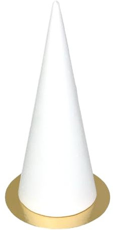 lEALOO Cone en polystyrène plein, Hauteur 40 cm, Présentoir à macarons, Diamètre de base 18 cm, Styro blanc
