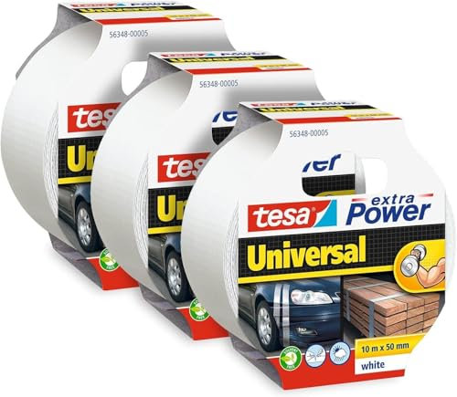 tesa extra Power Universal Gewebeband - Klebeband mit extra starkem Halt - vielseitiges Duct Tape für Reparaturen, zum Befestigen, Abdichten und mehr - Schwarz - 3 Rollen - 10 m x 50 mm