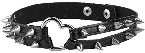 Flongo Tattoo Choker Sexy Nieten Leder Halsband Lederhalsband Halskette Herz Punk Gotik Gürtel für Kürbis Festival Cosplay Halloween Party