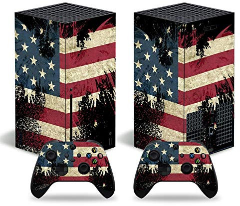 Vinyl-Aufkleber für Microsoft Xbox Serie X Konsole, The Flag of United Status, Xbox Series X Skins mit zwei kostenlosen kabellosen Controller-Aufklebern