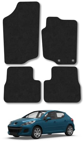 Peugeot 207 (2006-2015) Carpet Car Mats | Black Edge Trim Tailored Fit Floor Mats Full Coverage Protection Accessories Easy Clean Anti Slip Made in the UK