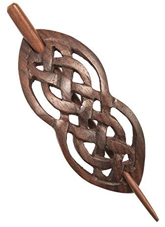 81stgeneration Bois Naturel Sculpté Noeud Celtique Tressé barette à Cheveux pour Femmes