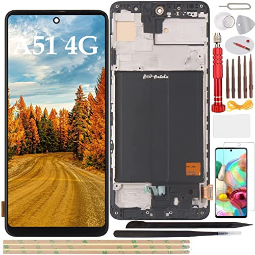 YHX-OU pour Samsung Galaxy A51 4G SM-A515F A515F/N A515U Écran Complet Tactile LCD Display avec Châssis de Rechange avec Film de Protection D'écran et Outils 6.5 Incell Touch Screen