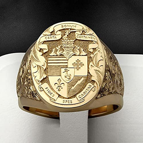 PangTuZiYin Punk Handgeschnitzte Ringe für Männer Gold Farbe Ritter Siegelring Hochwertige Persönlichkeit Festival Schmuck