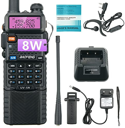 UV-5R 8W Walkie Talkie High Power FM Radio 128 Channels Radio Communication Transceiver with 3800mAh Battery
