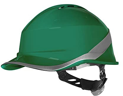 Bauhelm, belüftet, mit Baseball-Vorderseite, ABS-Verschluss, Rotor-Kopf, 53-64 cm, dielektrisch, Deltaplus Diamond VI Wind, Einheitsgröße, Grün