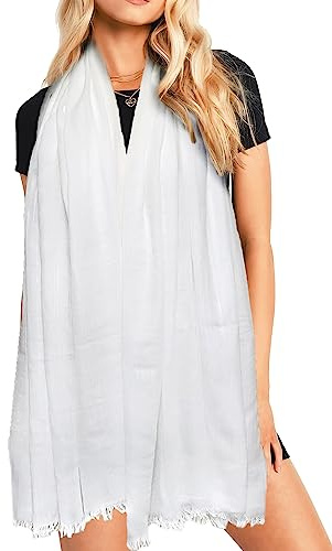 Women Scarf Lightweight Large Long Gauze Summer Shawl Linen Beach Wrap Plain 75”×43”