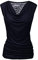 PINSPARK Blusa de verano sin mangas para mujer, elegante, cuello en V, cascada, plisado, encaje, túnica elástica, azul marino, L