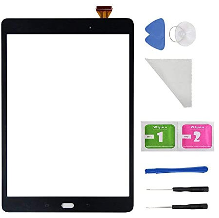 E-Soul Neues Touchscreen Digitizer Glas für Samsung Galaxy Tab A 9,7 Zoll SM-T550 T550 T551 T555 (ohne LCD) mit Klebstoff und Werkzeug (Schwarz)