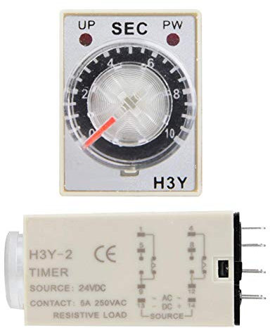 Zeitrelais, einstellbare Zeitschaltuhr 24V H3Y-2 Elektrischer Timer AC 24V H3Y-2 Zeitverzögerung Zeitschaltuhr Industriell für industrielle Steuerung(10s)
