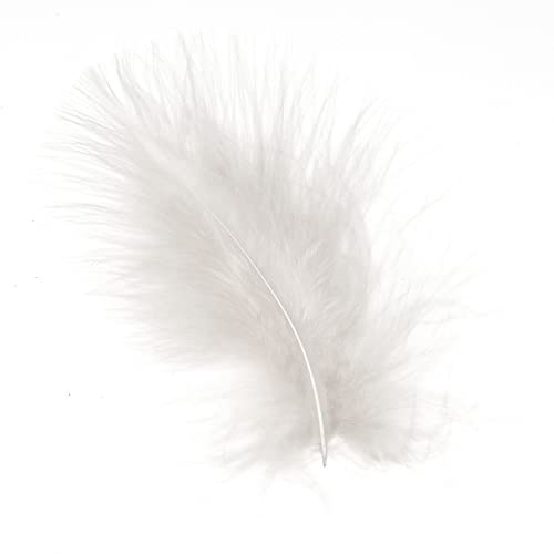 Marabou Feathers 20 Per Pack, 10-15 cm, Fluffy & Soft, 26 Colours (White - 20 Pack)