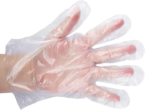 1000 PCS Guantes Desechables de Plástico Transparente de Polietileno, Guantes de PE Transparentes para Cocinar Limpieza Pintura Coloración del Cabello