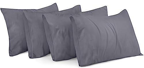 Utopia Bedding - Kissenbezug 50x80 4er Set - Kopfkissenbezug 50 x 80 aus 100% gebürsteter Mikrofaser mit Umschlagverschluss - Falten-, verblassen- und schmutzabweisende Kissenbezüge 50x80 - Grau