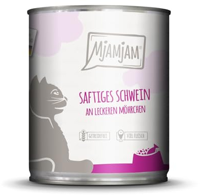 MjAMjAM - Premium Nassfutter für Katzen - saftiges Schweinefleisch an schmackhaften Möhren, 1er Pack (1 x 800 g), getreidefrei mit extra viel Fleisch