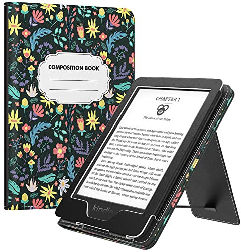 MoKo Hülle für den Neuen 6 Kindle (11. Generation, 2024/2022 Release)/(10./8. Generation, 2019/2016), Ultraleichte PU-Schutzhülle mit Auto Wake/Sleep für Kindle 2024, Bunt Blume