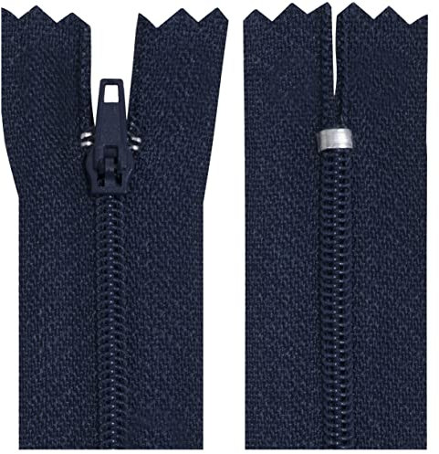 AERZETIX - C63340-10er-Pack Spiralreißverschlüsse Nr. 3 - Nicht trennbar 25 cm aus Nylon - selbstblockierender Schieber aus Metall - Kleidung nähen Hosen kurzwaren - Farbe blau - dunkel
