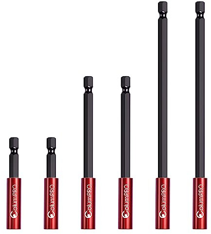 ColumPRO 6PCS Strong Magnetic Drill Bit Extension Holder for Impact Driver,1/4 Hex Shank S2 Steel Magnetic Screwdriver Extension,Straight Without Bending Drill Bit Extender,2, 4, 6-inch Extensions