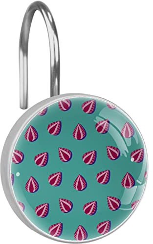 Set di 12 ganci per tenda da doccia in acciaio inox, vetro, resina, 3,7 x 3,7 cm