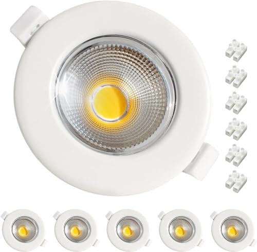 Wondlumi 6er LED Einbaustrahler Dimmbar 10W Set LED Spots 230V Weiß Rund Deckenspots 5000K Kaltweiß 850LM Einbauleuchten 68mm 850LM für Küche Schlafzimmer