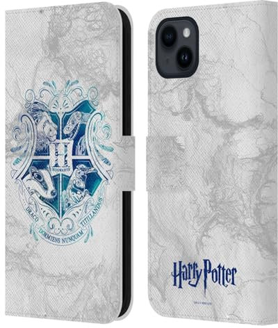 Head Case Designs Officially Licensed Harry Potter Hogwarts Aguamenti Deathly Hallows IX Leather Wallet Case Compatible With Apple iPhone 15 Plus