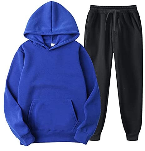 Générique Herren Jogginganzug mit Kapuze und Sport Hosen Herbst Winter Sportswear Fitness für Paare Trainingsanzug Sport Frühling Winter, E, M