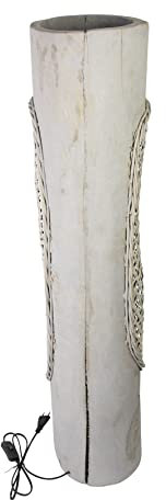 Lampe Artesania. groß. Paulownia-Holz. grau gekalkt. Weide. jedes Stück ein Unikat Maße: Ø 22 x 100 cm. Zuleitung 120 cm inkl. An-/Aus-Schalter. max. 40 Watt/E27. nur für den Innenbereich geeignet